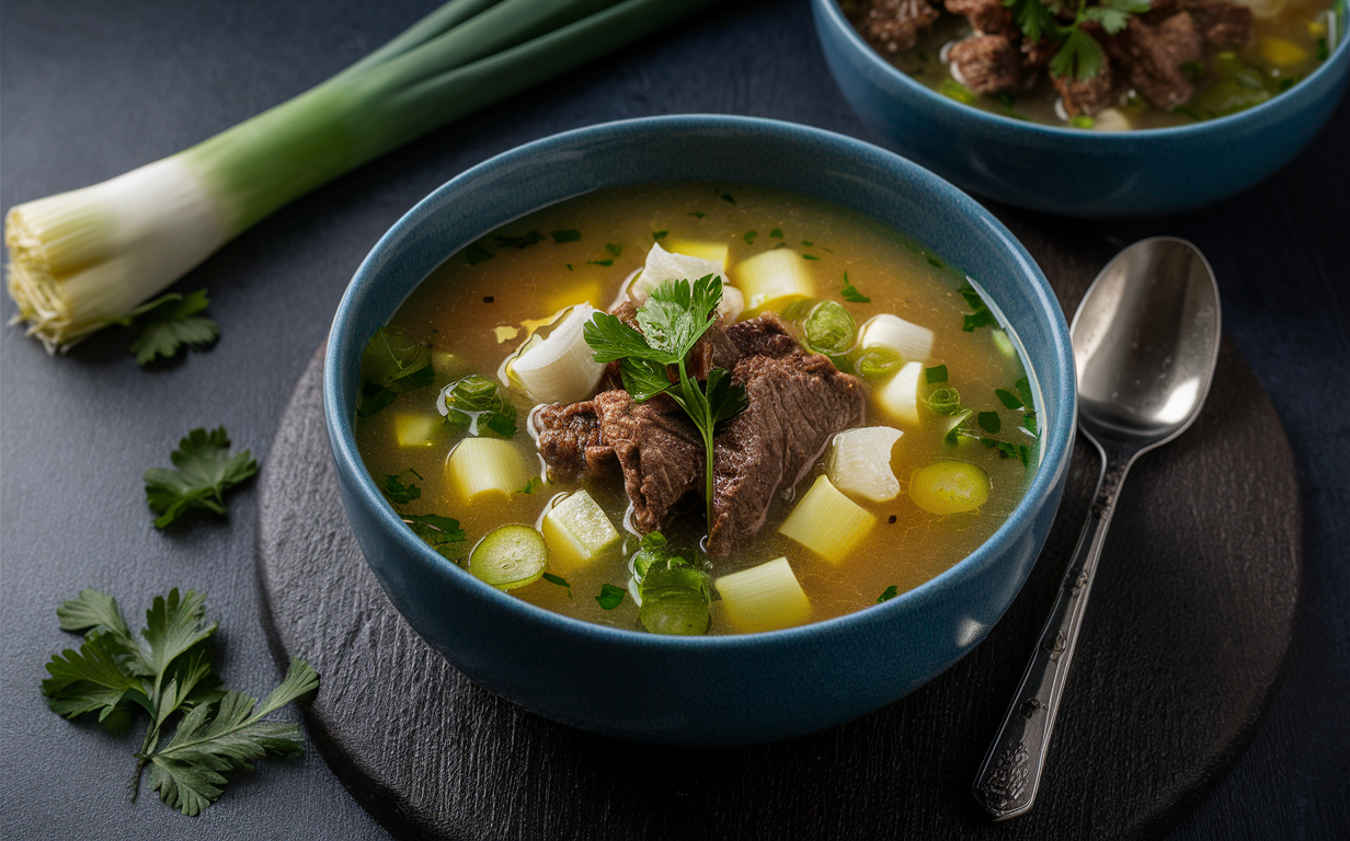 recipe for soup using leeks and beef